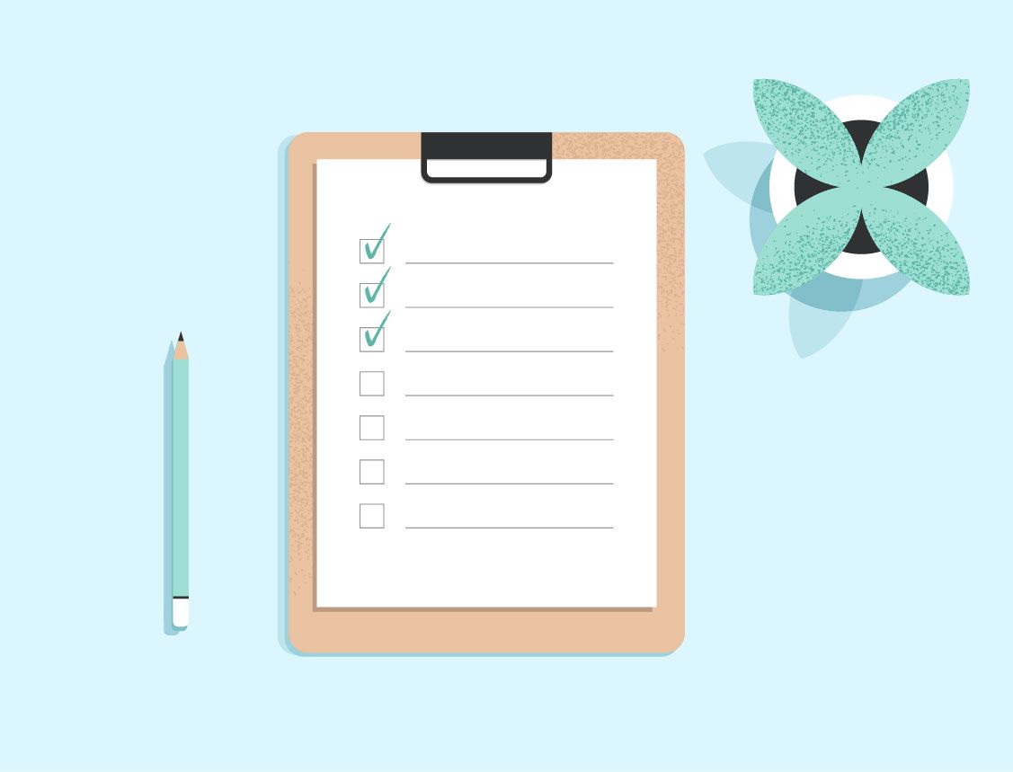 Illustration of checklist with pencil and plant